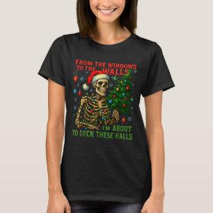 Camiseta Das Janelas às Paredes Esqueleto Divertido de Nata
