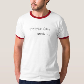 Camiseta das janelas música para baixo acima