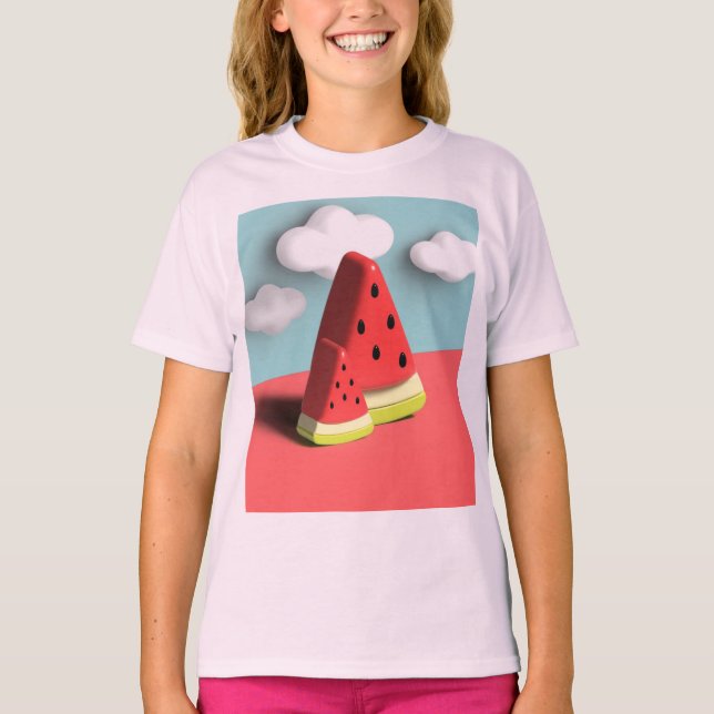 Camiseta das Meninas de Melancia de Verão doce" (Frente)