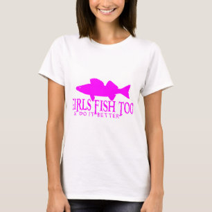CAMISETA DAS MENINAS DOS PEIXES WALLEYE DEMASIADO
