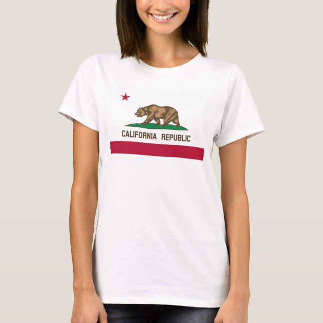 Camiseta das mulheres da Califórnia Flag Hanes Com (Frente)