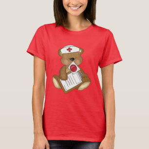 Camiseta das mulheres da Enfermeira Urso Cartoon