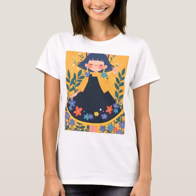 Camiseta das mulheres de moda - Menina (Frente)