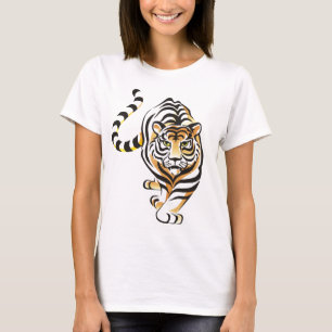 Camiseta Das mulheres de passeio do tigre dos desenhos