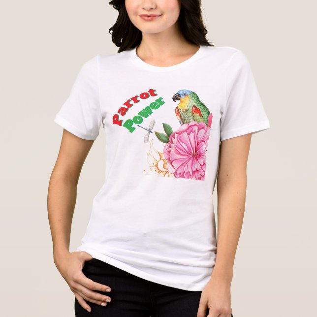 Camiseta das Mulheres do Poder do Papagaio com Pap (Frente)