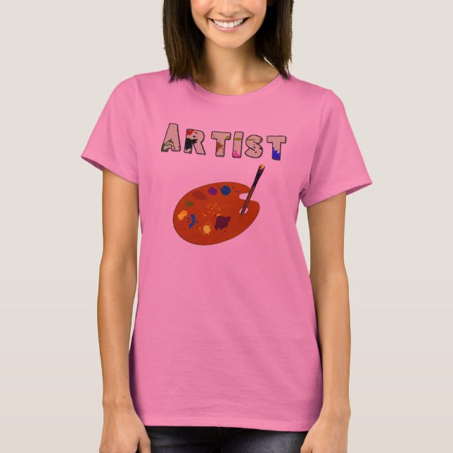 Camiseta Das mulheres longas da Capa de Pallette do artista (Frente)