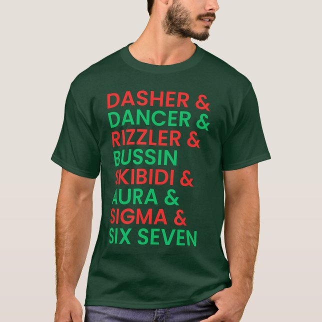 Camiseta Dasher Dancer Prancer Rizzler 67 Crianças Divertid (Frente)