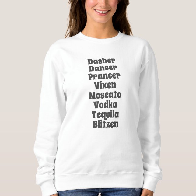 Camiseta Dasher Dancer Prancer Vixen Moscato Vodka Tequila (Frente)