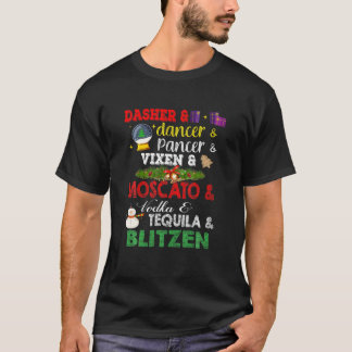 Camiseta Dasher Dancer Prancer Vixen Moscato Vodka Tequila