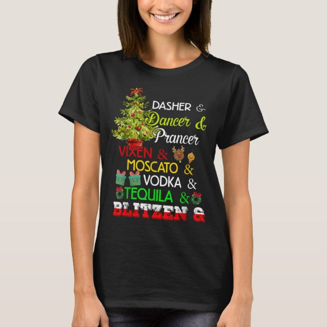 Camiseta Dasher Dancer Prancer Vixen Natal (Frente)
