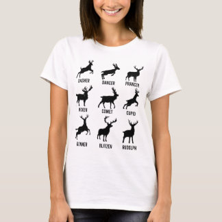 Camiseta Dasher Dancer Prancer Vixen Reindeer Natal