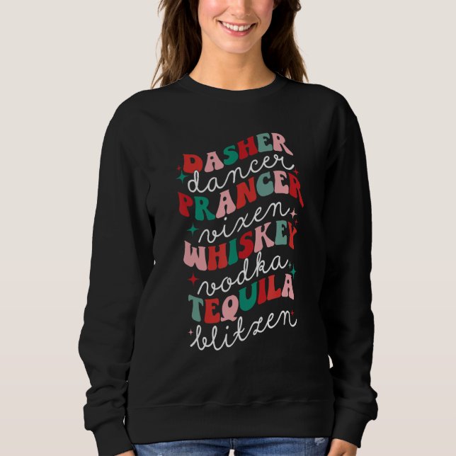 Camiseta Dasher Dancer Prancer Vixen Whiskey Tequila Vodka  (Frente)