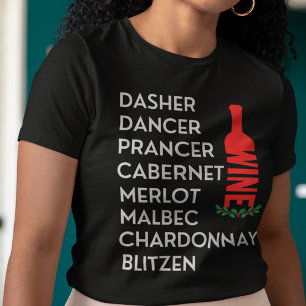 Camiseta Dasher Dancer Reindeer Nomeia Vinho