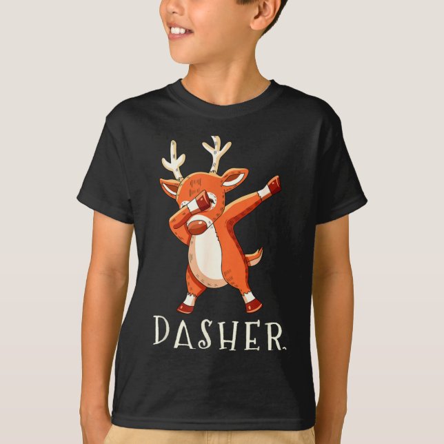 Camiseta Dasher Santas Reindeers Family Matching Outfit Chr (Frente)