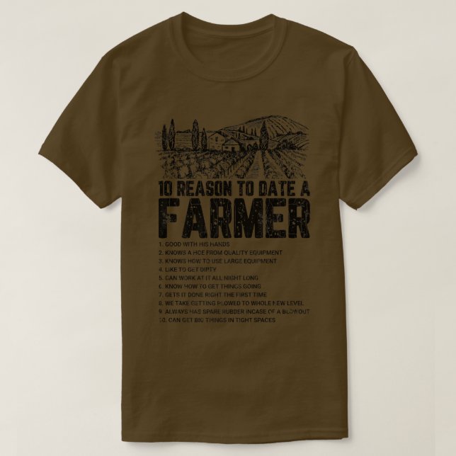Camiseta Data A Farmer Funny Farming Fazenda Trator Animais (Frente do Design)