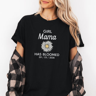 Camiseta Data de Estabelecimento da Mamãe de Menina Preta e