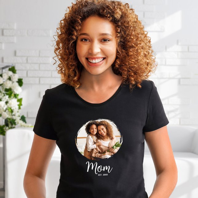 Camiseta Data de Fundação da Mamãe em Letra Branca Foto Mod (Criador carregado)