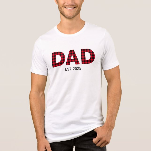 Camiseta Data de Fundação do Pai Moderno Xadrez de Búfalo (Frente)