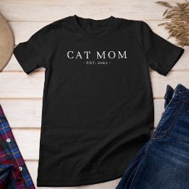 Camiseta Data Estabelecida da Mãe Mínima Moderna do Cat