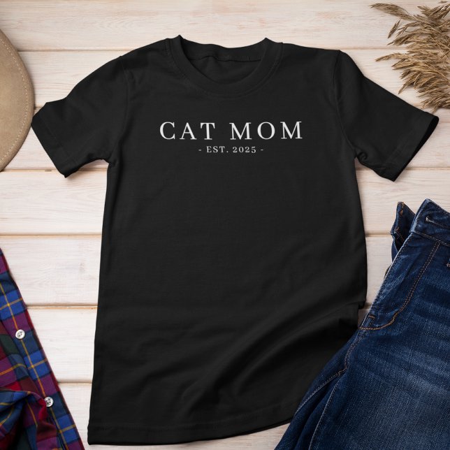 Camiseta Data Estabelecida da Mãe Mínima Moderna do Cat (Criador carregado)