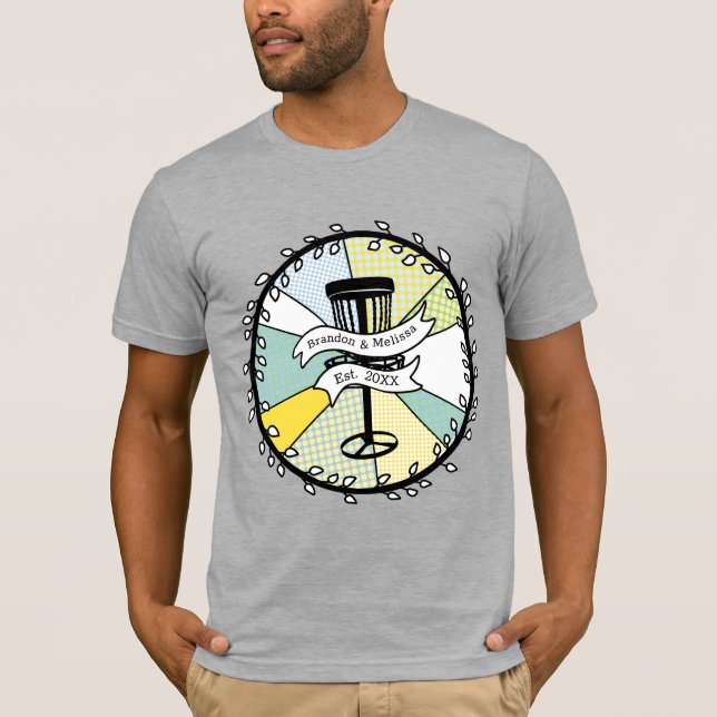 Camiseta Data Estabelecida do Casal Personalizado do Golf d (Frente)