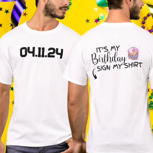 Camiseta Data Personalizada É Meu Aniversário Sinal Minha C