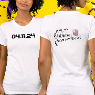 Camiseta Data Personalizada É Meu Aniversário Sinal Minha C