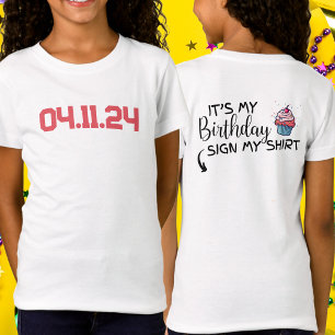 Camiseta Data Personalizada É Meu Aniversário Sinal Minha C