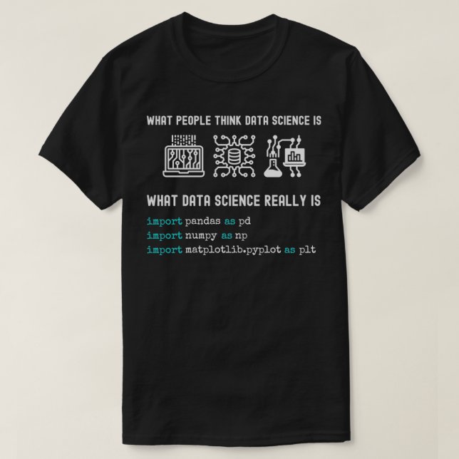 Camiseta Data Science Programação numpy pandas matpl (Frente do Design)