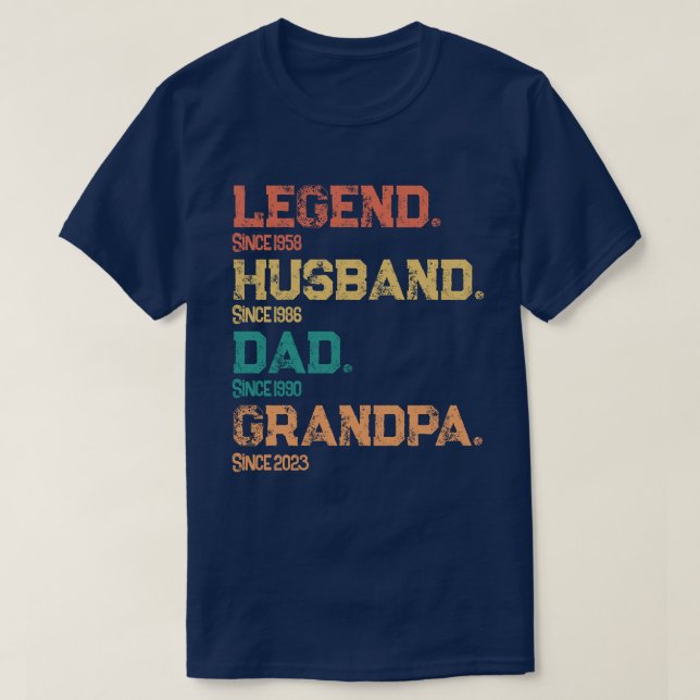 Camiseta Datas de Marcos do Legendário Pai Marido Avô (Frente do Design)