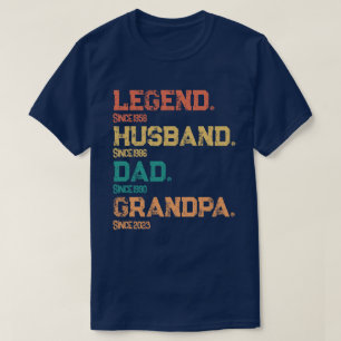 Camiseta Datas Personalizadas - Avô do Pai de Marido de Leg