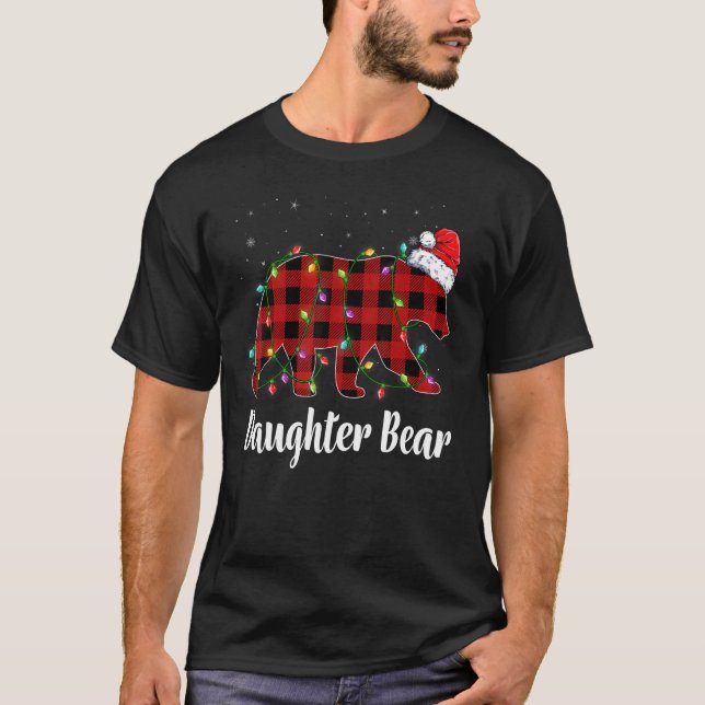 Camiseta Daughter Bear Buffalo Red Plaid Matching Family Ch (Frente)