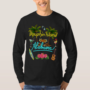 Camiseta Dauphin Island Alabama Beach Summer Palm Sun Set P