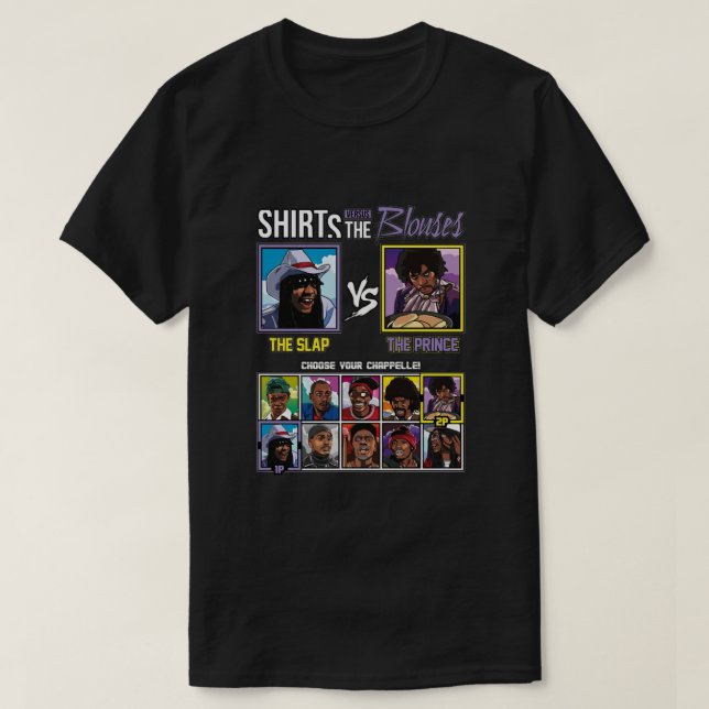 Camiseta Dave Chappelle - Shirts Vs Blouses (Frente do Design)