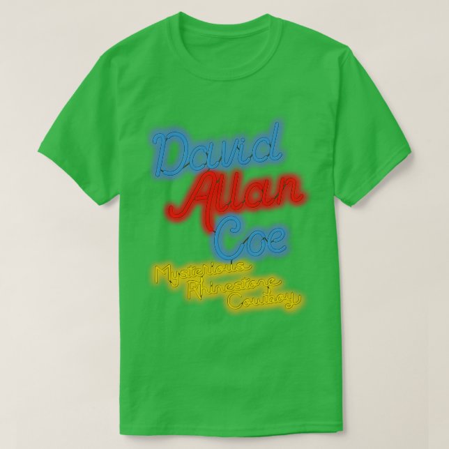 Camiseta David Allan Coe Misterioso Rhinestone Cowboy Neon (Frente do Design)