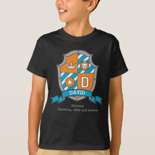 Camiseta David boys D name & significado knights shield