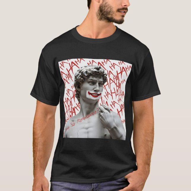 Camiseta David como o Joker | Funny Renaissance Parody Meme (Frente)