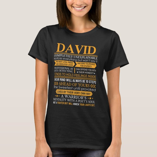 Camiseta David First Name Shirt - Nome Personalizado David (Frente)