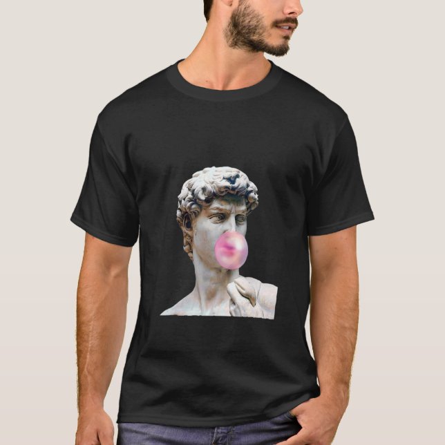 Camiseta David Michelangelo com a mulher da estátua de Bubb (Frente)