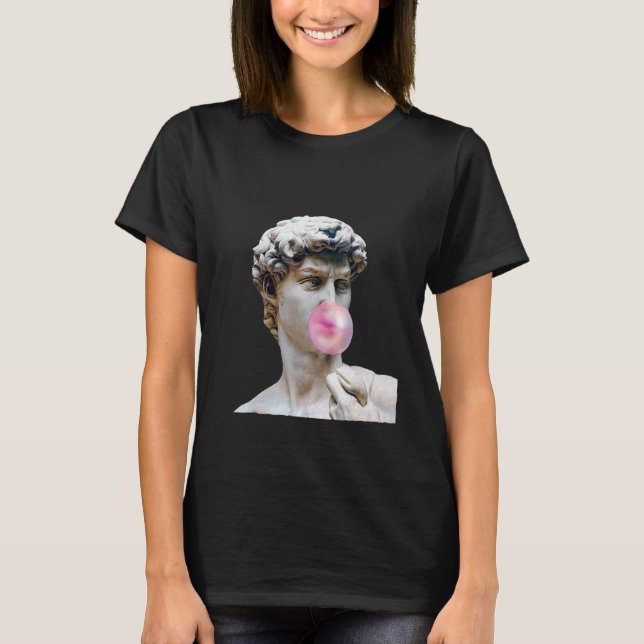 Camiseta David Michelangelo com Bubblegum Statue Art Man W (Frente)