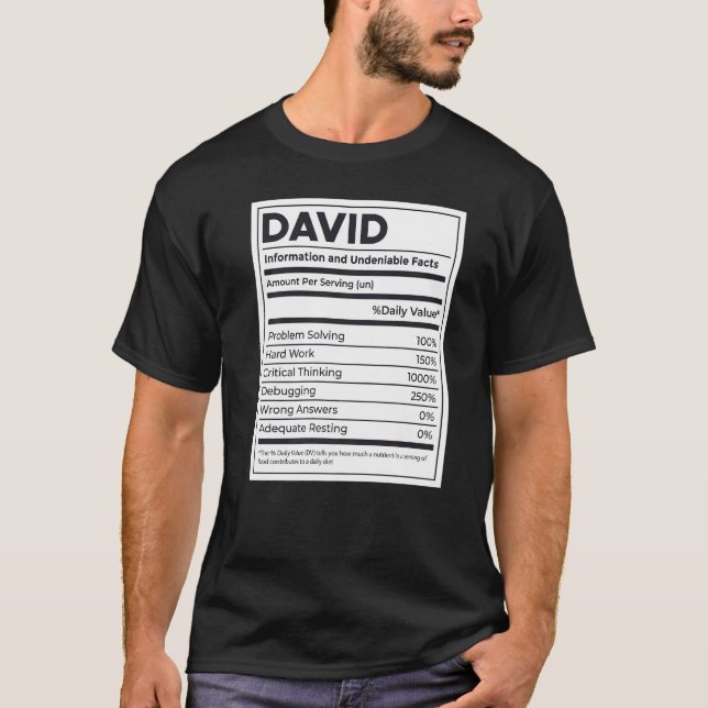 Camiseta David Nutrition Information Problem Solving Duro W (Frente)