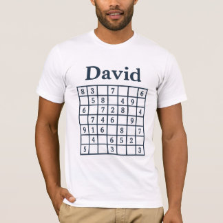 Camiseta David Sudoku Puzzle – Classic Navy Blue Edition