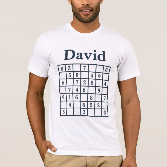 Camiseta David Sudoku Puzzle – Edição Clássica Azul Marinho (Frente)