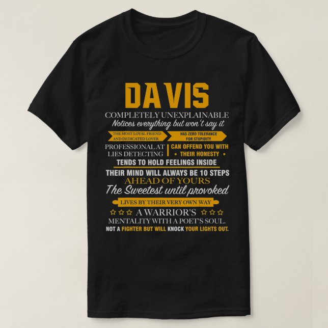 Camiseta DAVIS dia de os pais de nome completamente inexpli (Frente do Design)