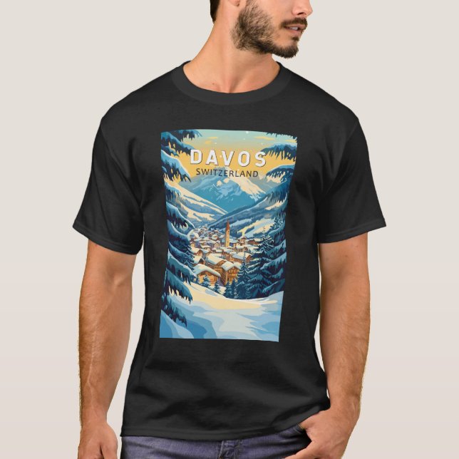 Camiseta Davos Suiça Art Vintage (Frente)