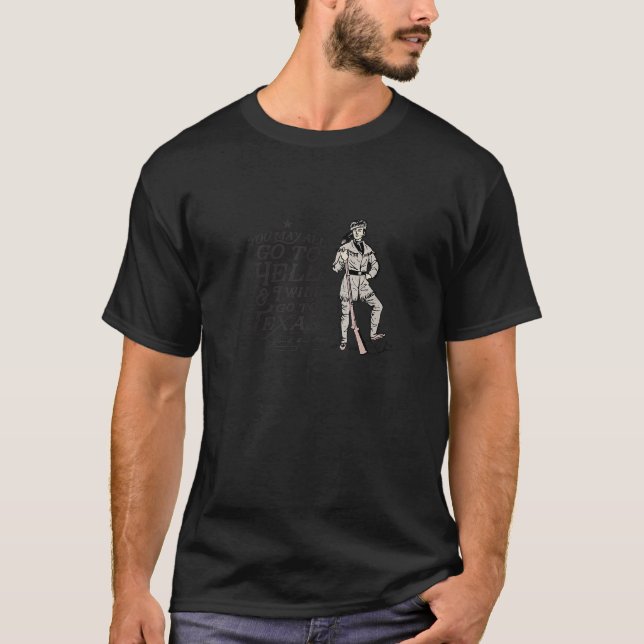Camiseta Davy Crockett Texas Alamo Pode Ir Para O Inferno V (Frente)