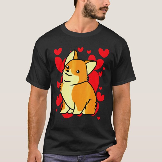 Camiseta Day Hearts Romantic Corgi (Frente)