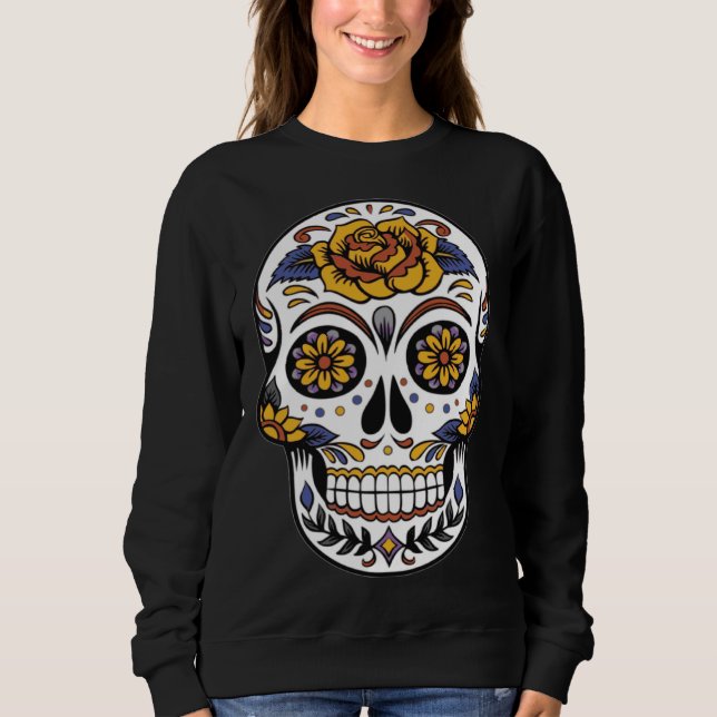 Camiseta Day of the Dead Dia De Muertos flower sugar Skull (Frente)
