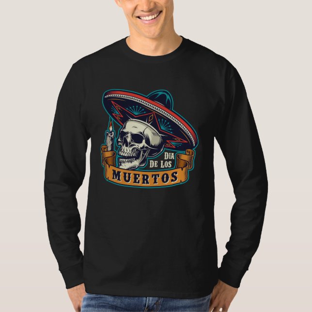 Camiseta Day of the Dead Sombrero Skull Dia De Los Muertos (Frente)