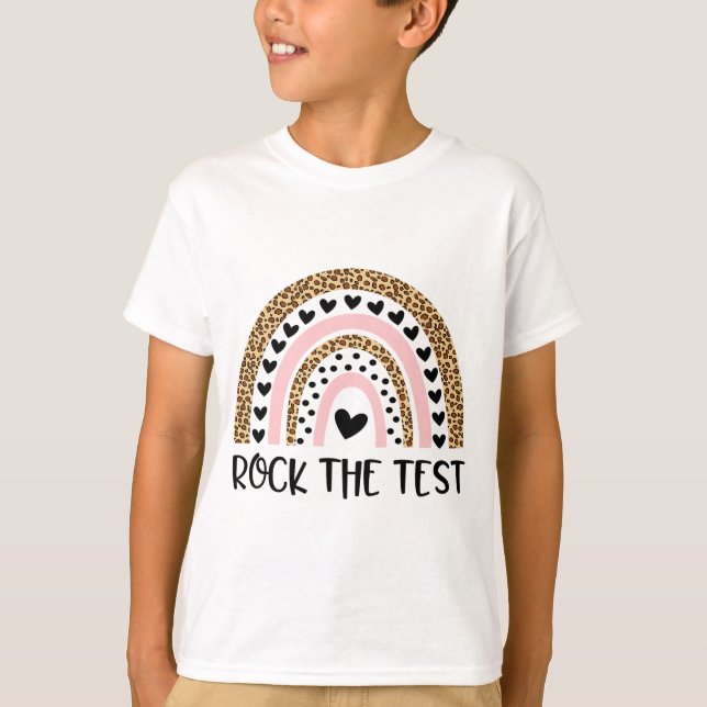 Camiseta Day Rock The Test Teacher Engraçado Rainbow Testin (Frente)